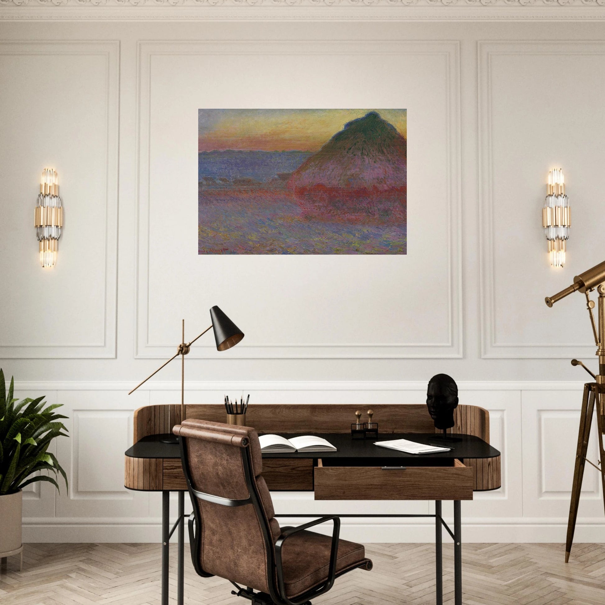 Grainstack in the Sunlight - claude monet Brushed Aluminum Print - 70x100 cm / 28x40 inches | claude monet Aluminum Print | claude monet Prints