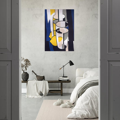 GLASS AND LEMON IN A MIRROR 1974 - Roy Lichtenstein Brushed Aluminum Print - 70x100 cm / 28x40 inches | Roy Lichtenstein Aluminum Print | Roy Lichtenstein Prints