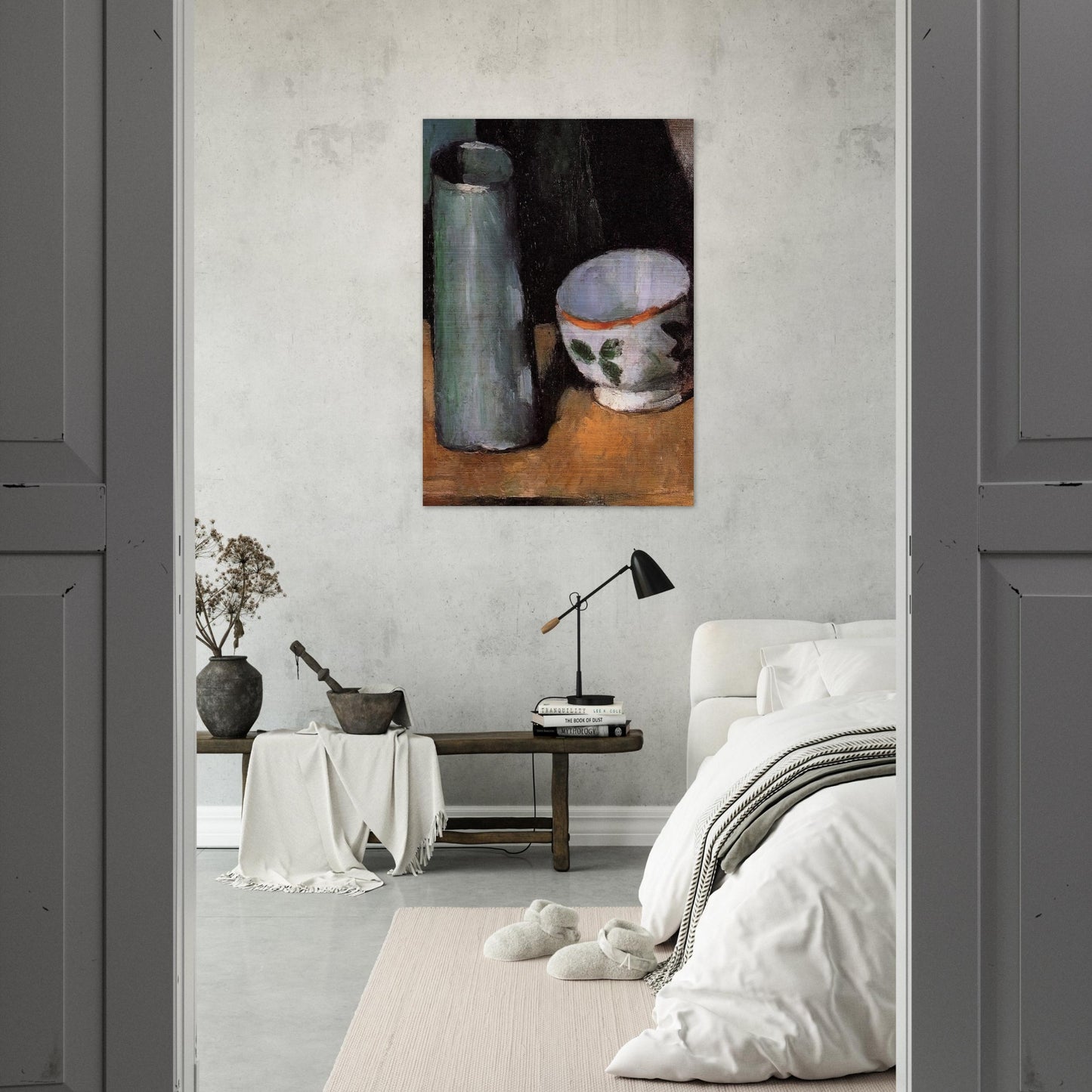 Still Life, Bowl and Milk Jug - Paul Cézanne Brushed Aluminum Print - 70x100 cm / 28x40 inches | Paul Cézanne Aluminum Print | Paul Cézanne Prints