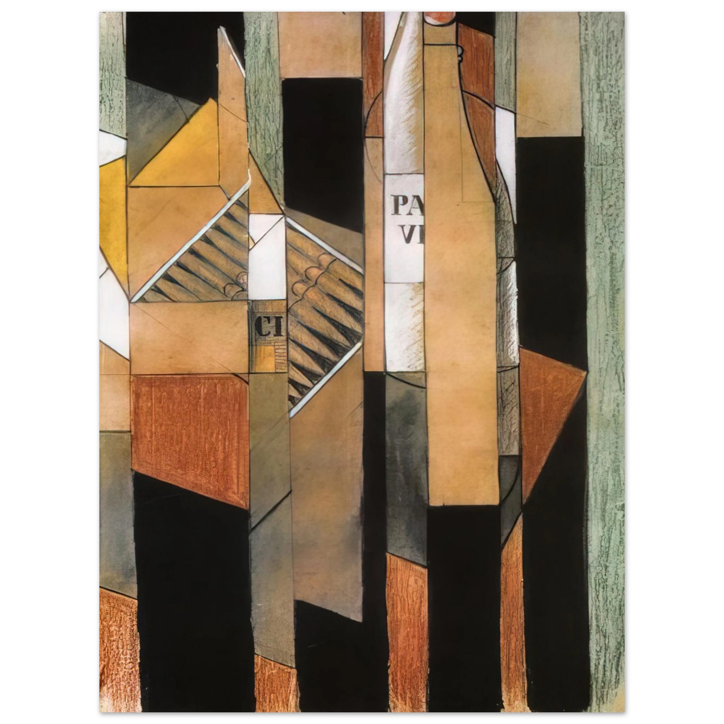 Juan Gris - STILL LIFE WITH BOTTLE AND CIGARS 1912  75x100 cm / 30x40inches Fine Art Poster