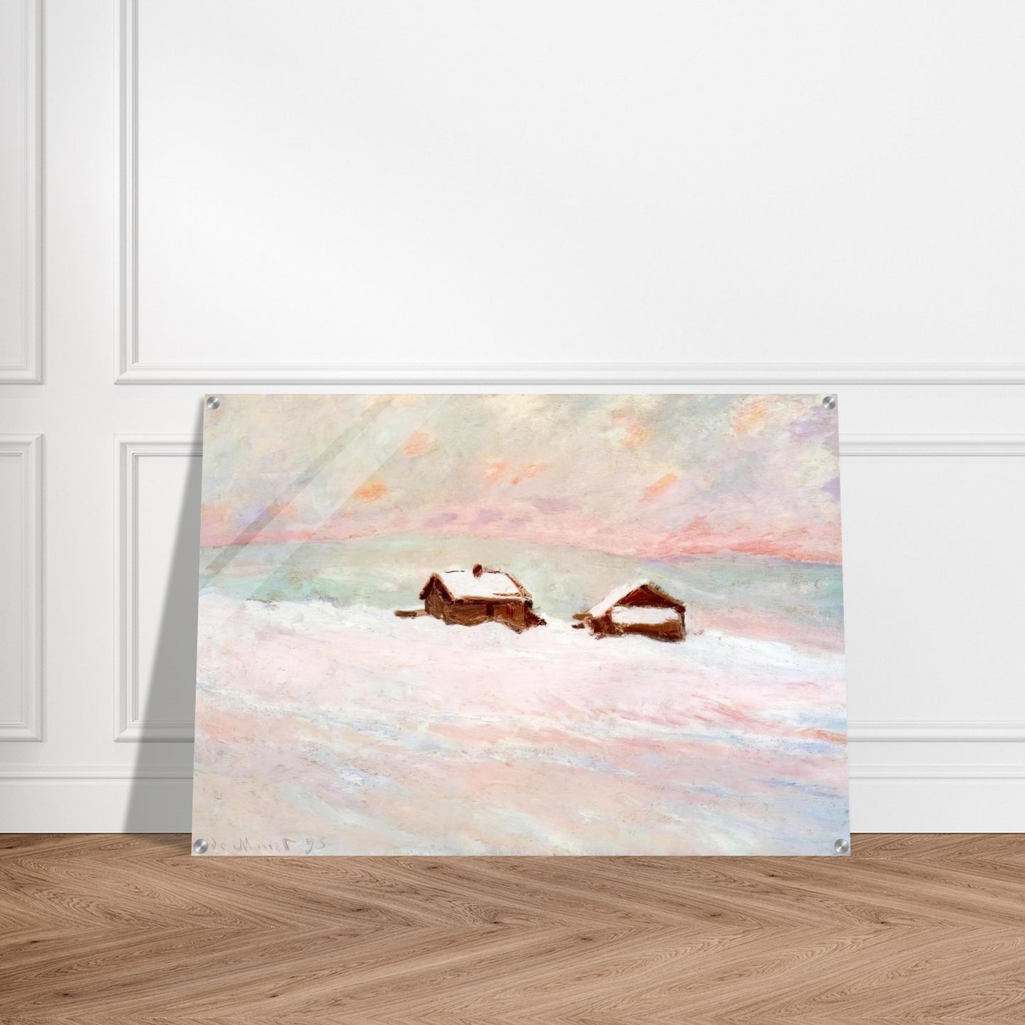 Houses in the Snow, Norway - claude monet Acrylic Print - 70x100 cm / 28x40″ inches | claude monet Wall Art | claude monet Prints
