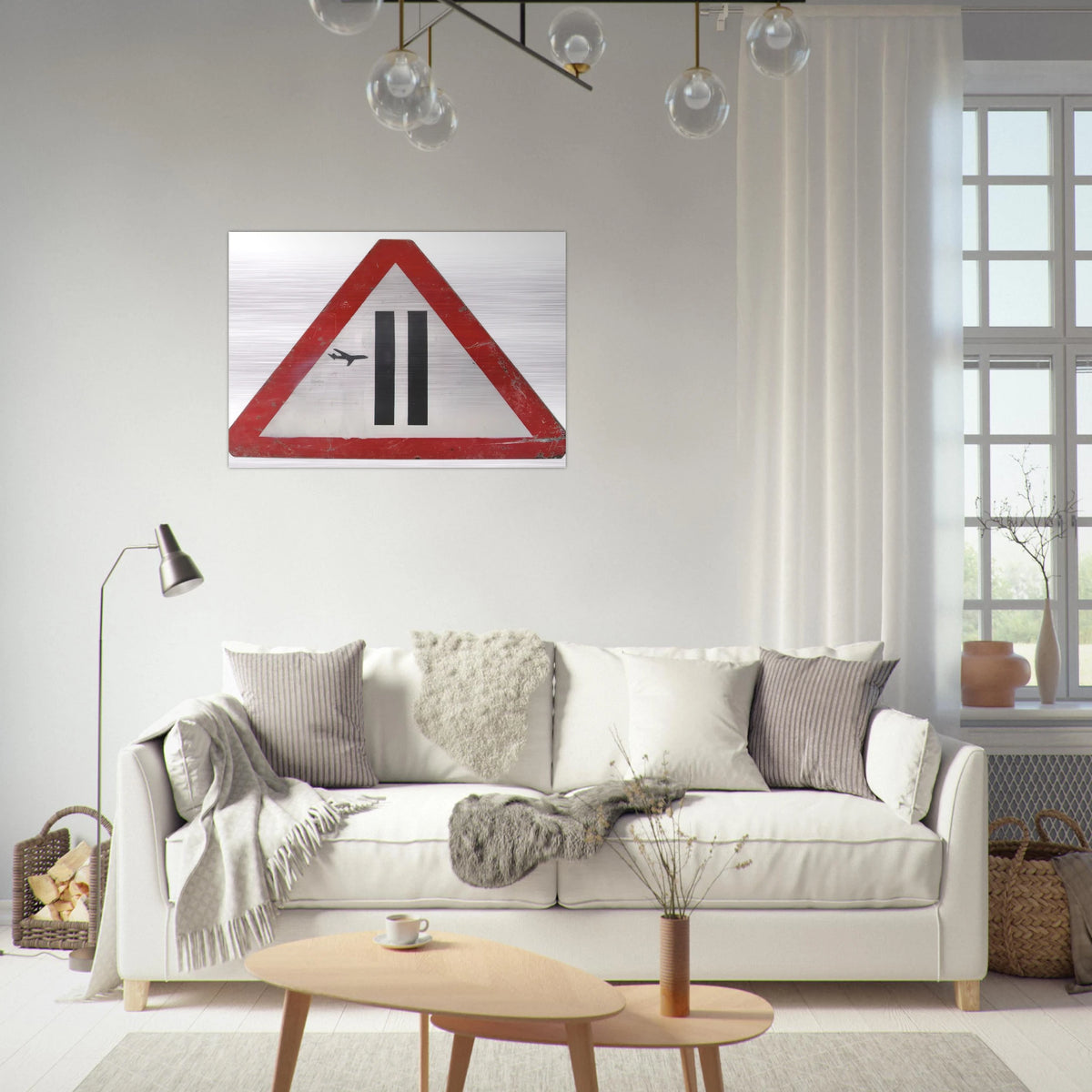 WARNING SIGN 2006 - Banksy Brushed Aluminum Print - 70x100 cm / 28x40 inches | Banksy Aluminum Print | Banksy Prints