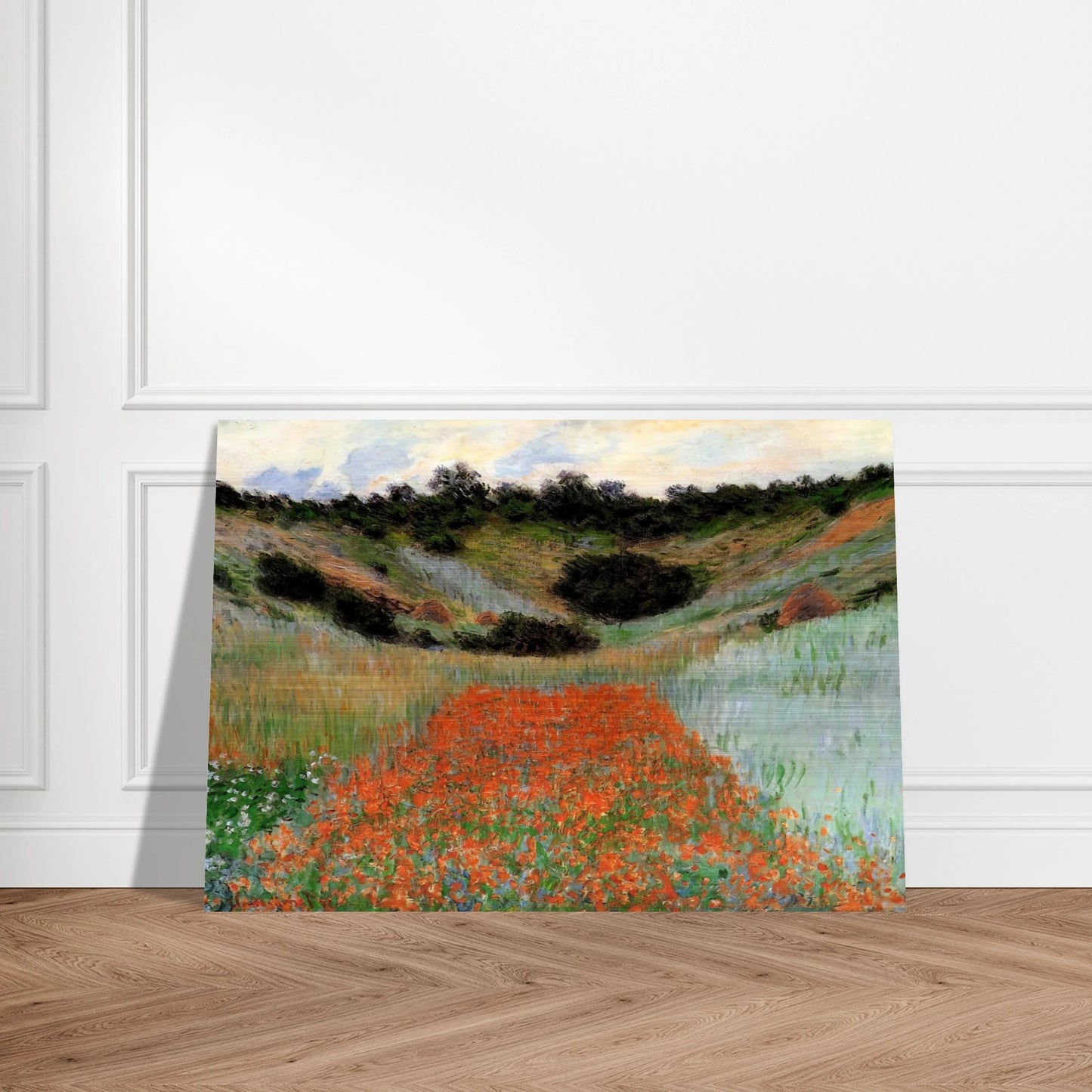Poppy Field in a Hollow near Giverny - claude monet Brushed Aluminum Print - 70x100 cm / 28x40 inches | claude monet Aluminum Print | claude monet Prints