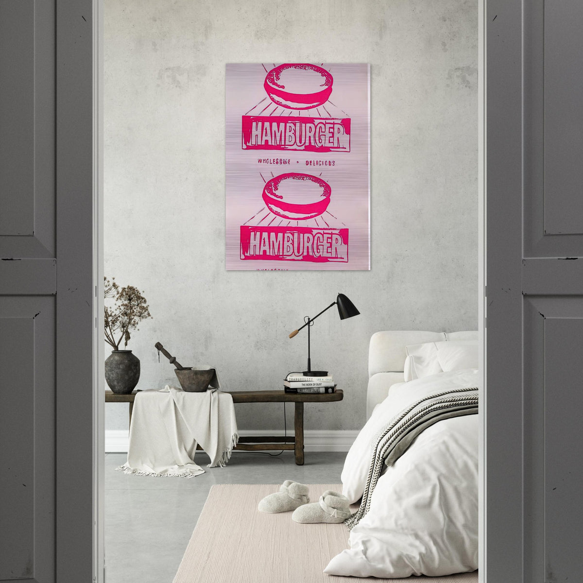 Double Hamburger - Andy Warhol Brushed Aluminum Print - 70x100 cm / 28x40 inches | Andy Warhol Aluminum Print | Andy Warhol Prints