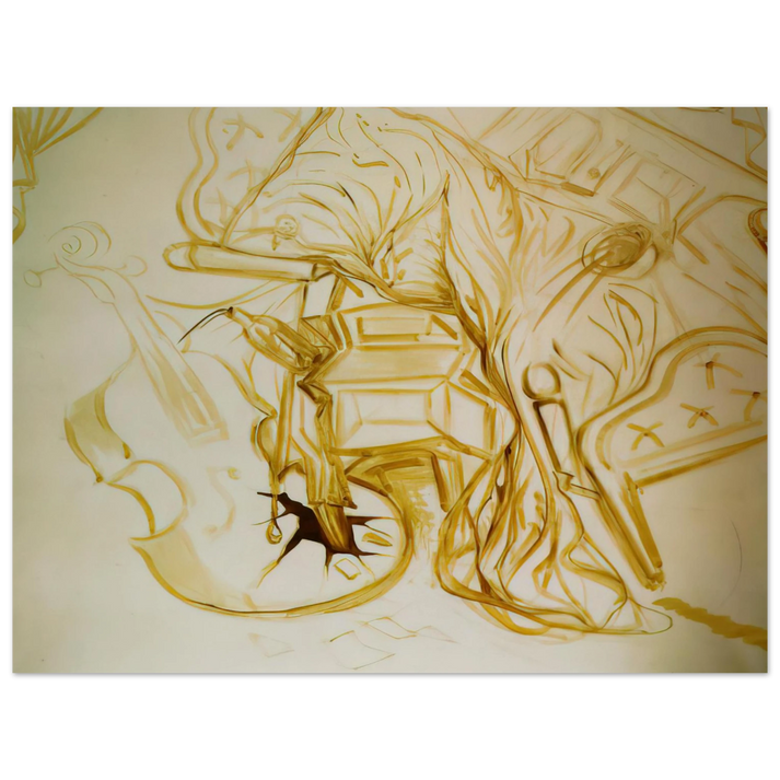 Salvador Dali - BED AND BEDSIDE TABLE FEROCIOUSLY ATTACKING A CELLO  75x100 cm / 30x40inches Fine Art Poster