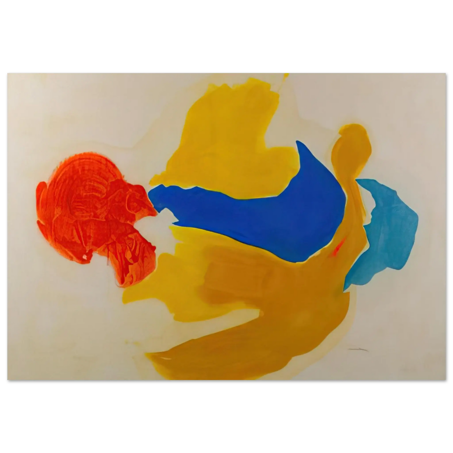 Helen Frankenthaler - Blue Jay - 1963  United States Wall art - 50x70 cm / 20x28 Inches - Premium Wooden Framed Poster With Fine Art Paper - White frame