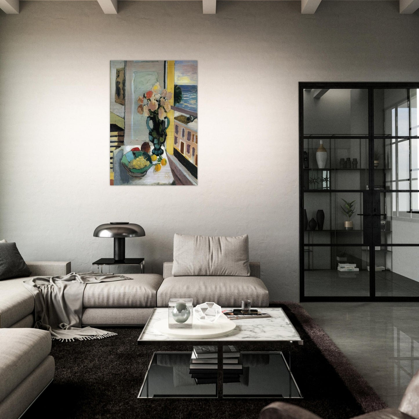 FLOWERS IN FRONT OF A WINDOW 1922 - Henri Matisse Brushed Aluminum Print - 70x100 cm / 28x40 inches | Henri Matisse Aluminum Print | Henri Matisse Prints