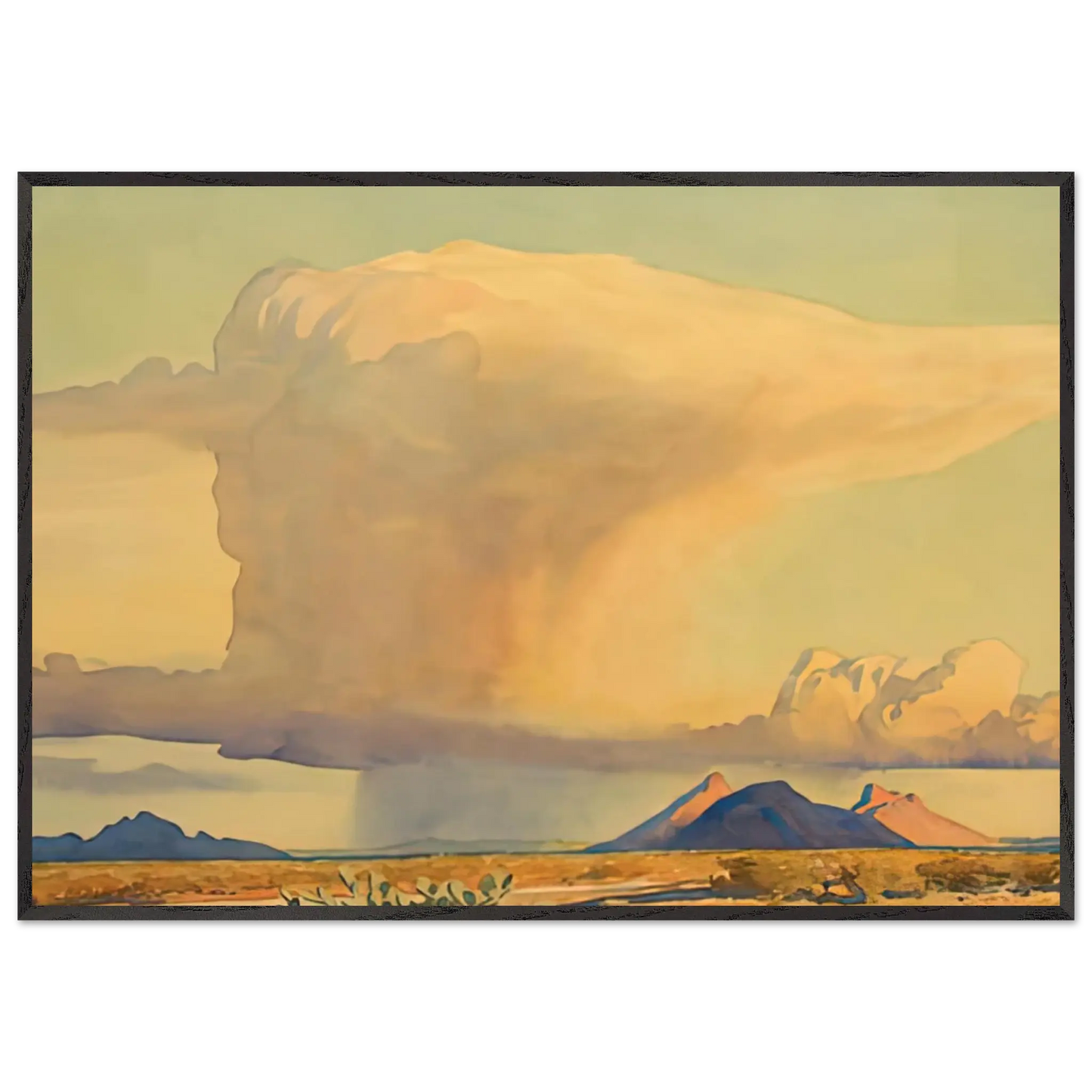 Maynard Dixon - DROUGHT AND DOWNPOUR 1944 Wall art - 50x70 cm / 20x28 Inches - Premium Wooden Framed Poster With Fine Art Paper - White frame
