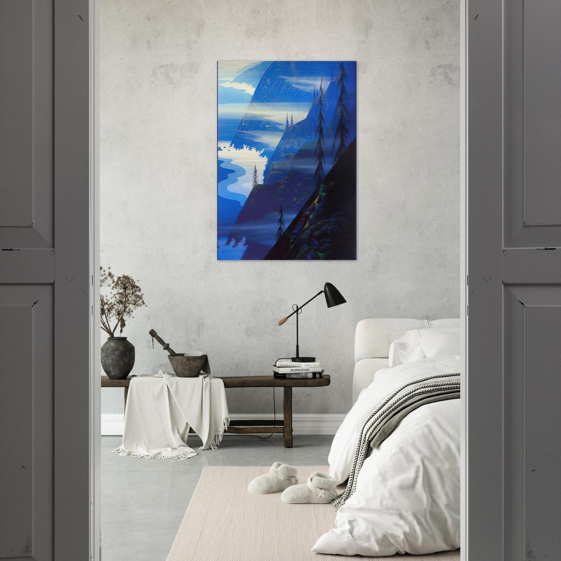 Stardust blue - Eyvind Earle Brushed Aluminum Print - 70x100 cm / 28x40 inches | Eyvind Earle Aluminum Print | Eyvind Earle Prints