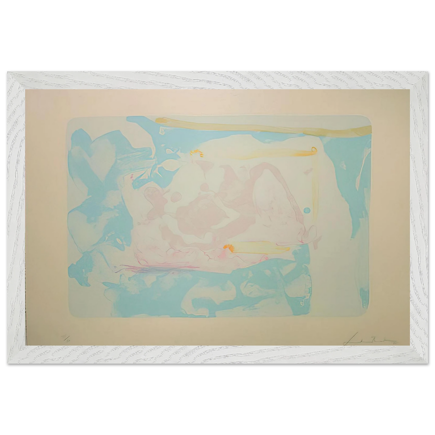 Helen Frankenthaler - Reflections III - 1995 Wall art - 27x35 cm / 11x14 inches - Premium Wooden Framed Poster With Fine Art Paper-canvas - White frame