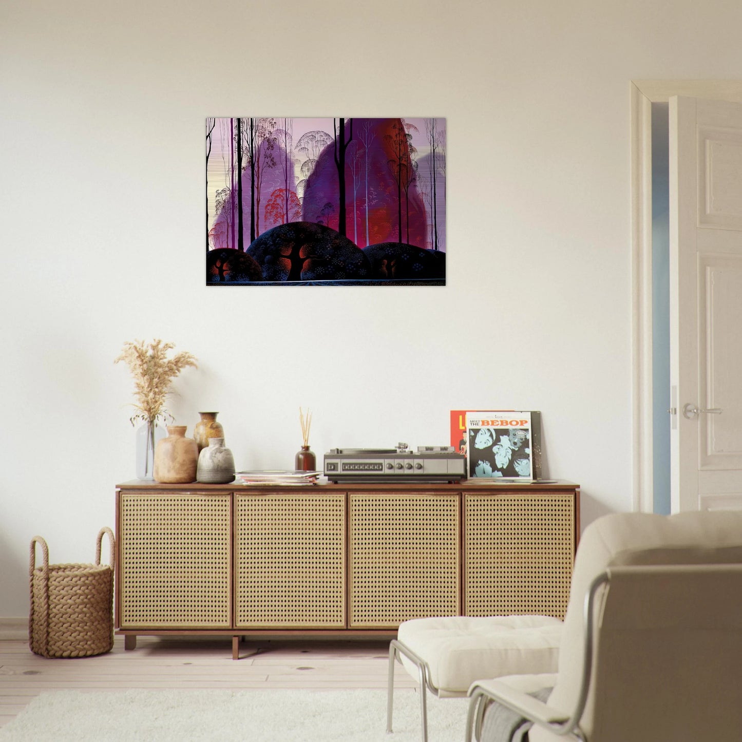 Mauve, Red and Purple - Eyvind Earle Brushed Aluminum Print - 70x100 cm / 28x40 inches | Eyvind Earle Aluminum Print | Eyvind Earle Prints