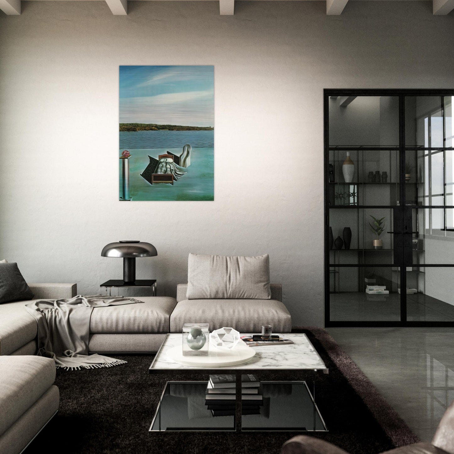 SURREALIST COMPOSITION WITH INVISIBLE FIGURES - Salvador Dali Brushed Aluminum Print - 70x100 cm / 28x40 inches | Salvador Dali Aluminum Print | Salvador Dali Prints