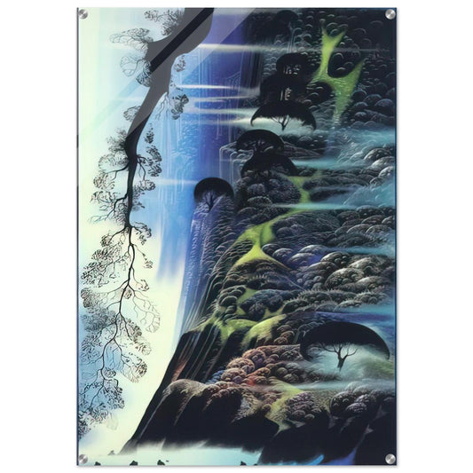 Steep Coast Line - Eyvind Earle Acrylic Print - 70x100 cm / 28x40″ inches