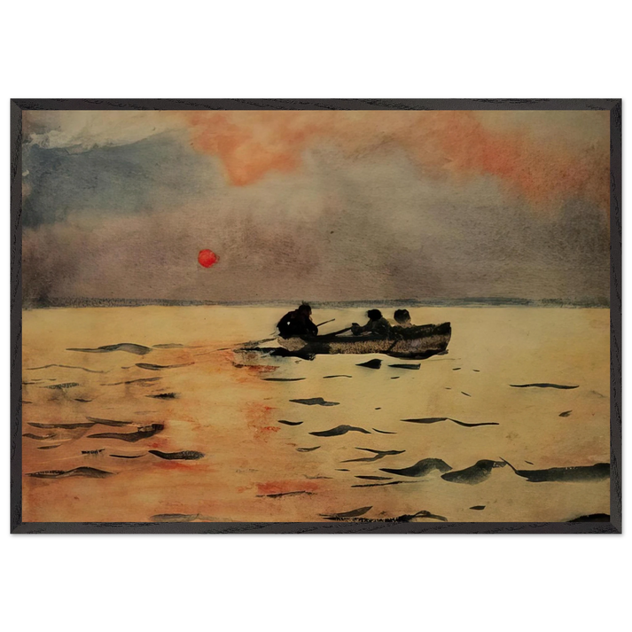 ROWING HOME - Winslow Homer 70x100 cm / 28x40 inches Framed Art Print – Black Wooden Frame