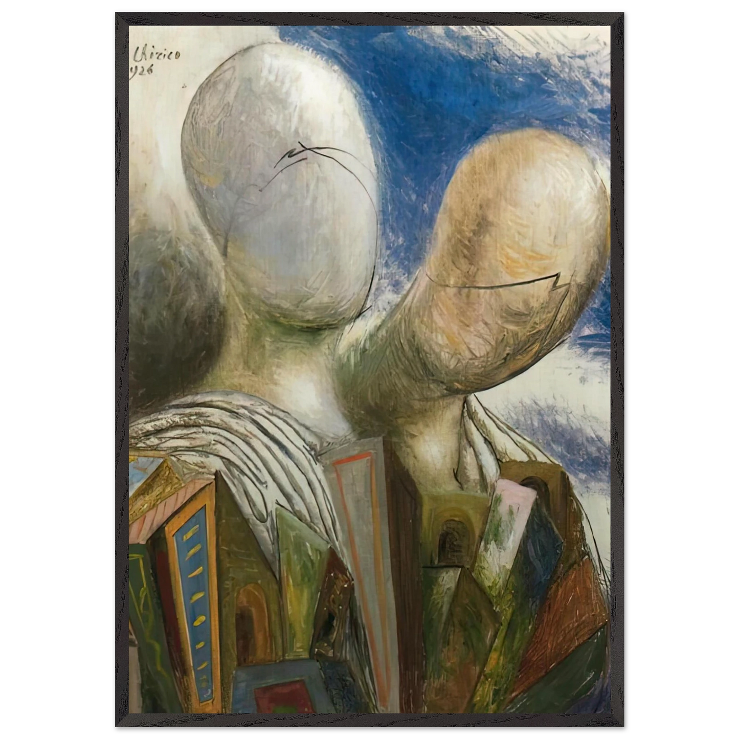 THE SPOUSES 1926 - Giorgio de Chirico 70x100 cm / 28x40 inches Framed Art Print – Black Wooden Frame