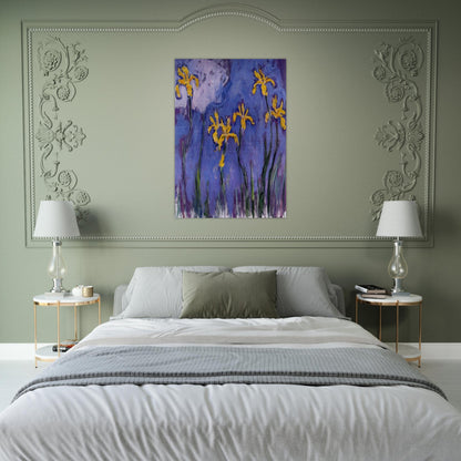 Yellow Irises with Pink Cloud - claude monet Brushed Aluminum Print - 70x100 cm / 28x40 inches | claude monet Aluminum Print | claude monet Prints