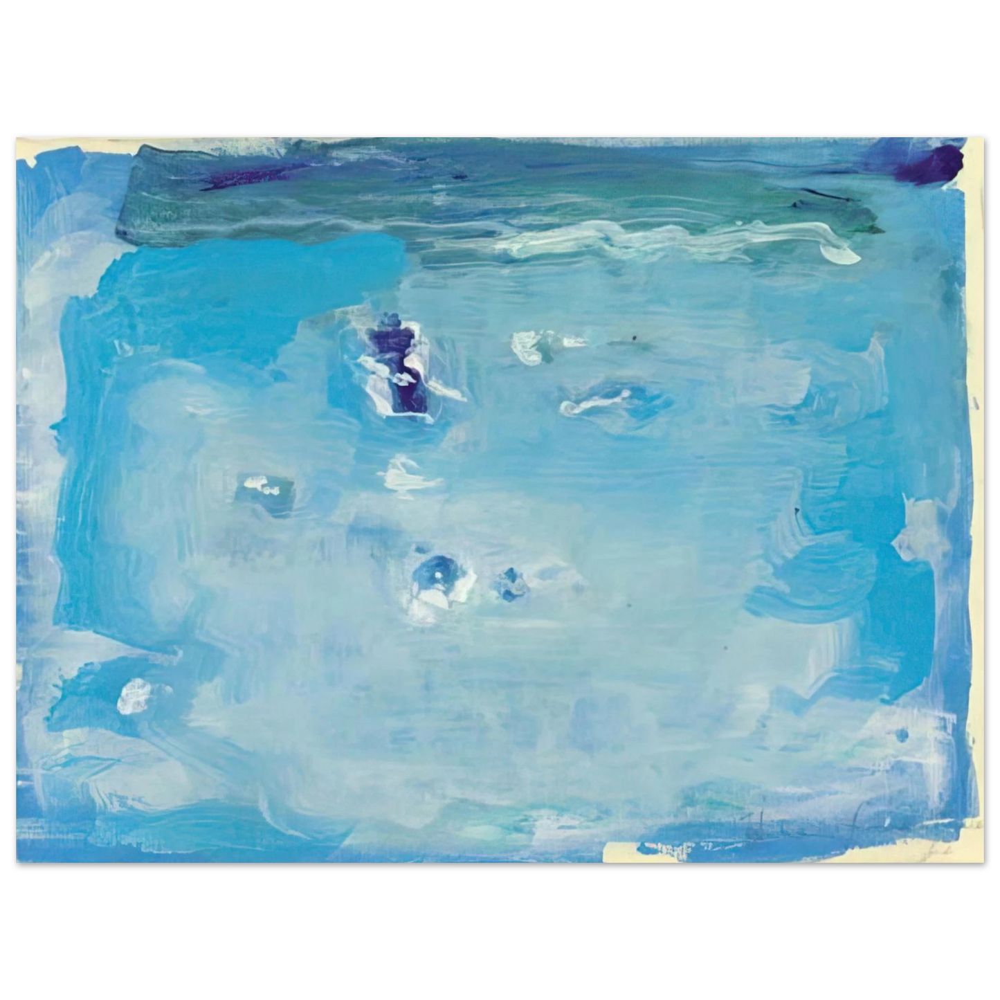 Helen Frankenthaler - Untitled - Color Field Painting, Lyrical Abstraction Wall art - 27x35 cm / 11x14 inches - Premium Wooden Framed Poster With Fine Art Paper-canvas - White frame