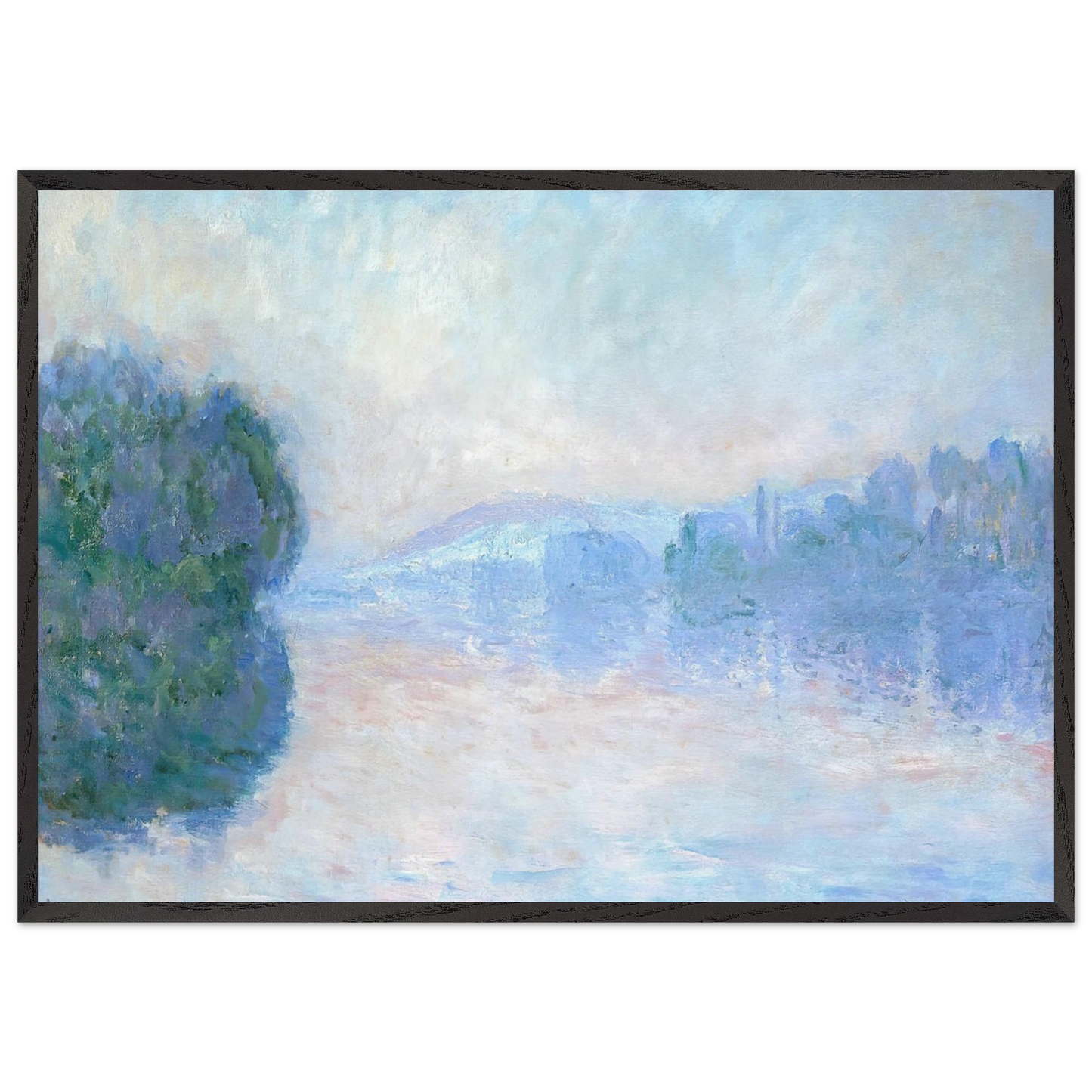 The Siene near Vernon - claude monet 70x100 cm / 28x40 inches Framed Art Print – Black Wooden Frame