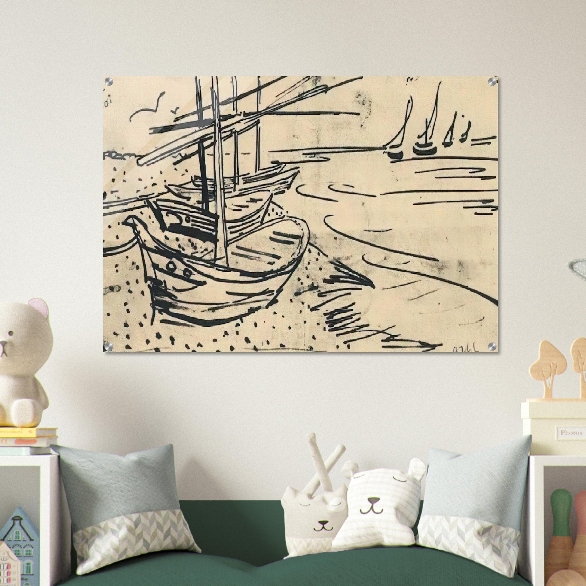 Fishing Boats on the Beach - Vincent van Gogh Acrylic Print - 70x100 cm / 28x40″ inches | Vincent van Gogh Wall Art | Vincent van Gogh Prints