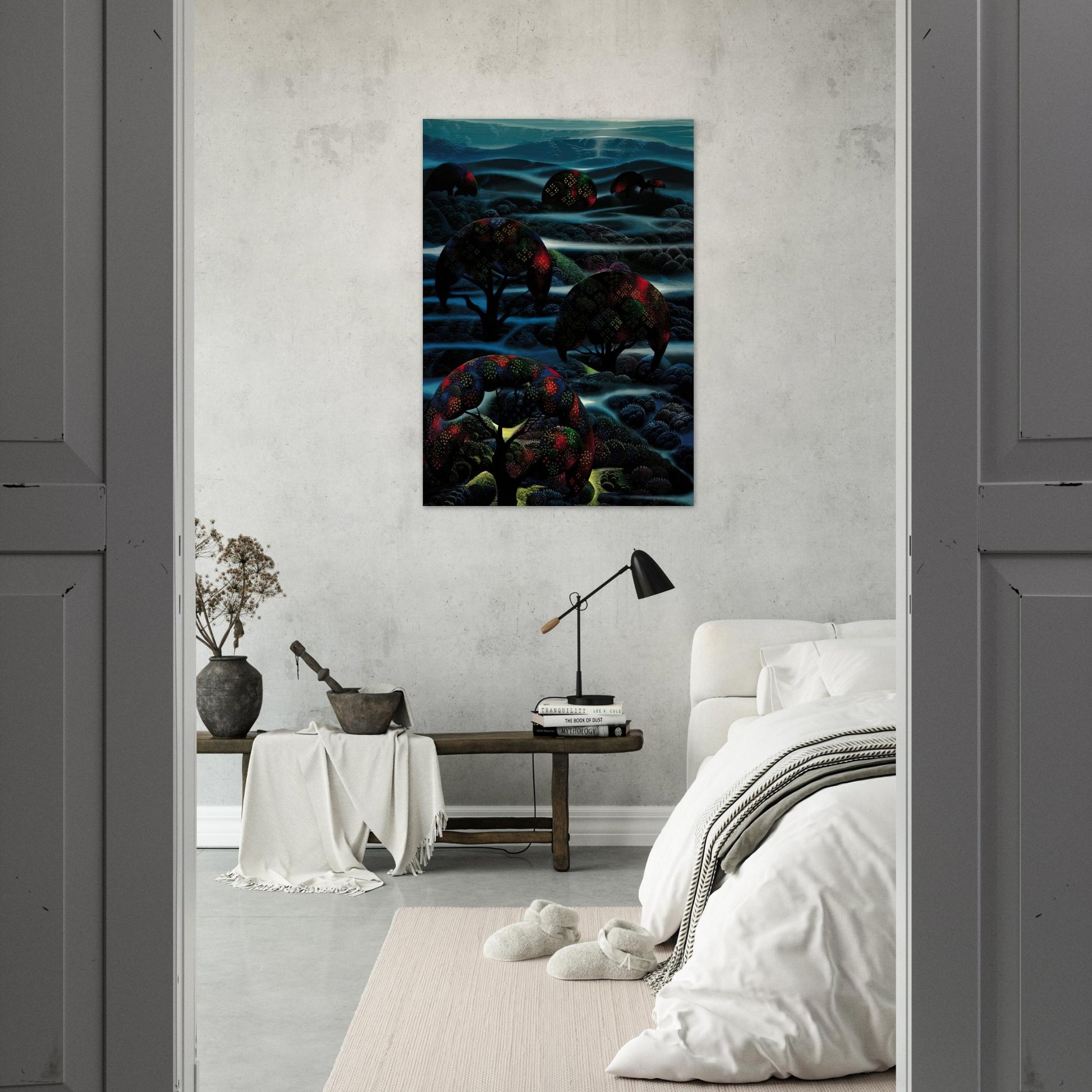 Garden of Dreams - Eyvind Earle Brushed Aluminum Print - 70x100 cm / 28x40 inches | Eyvind Earle Aluminum Print | Eyvind Earle Prints