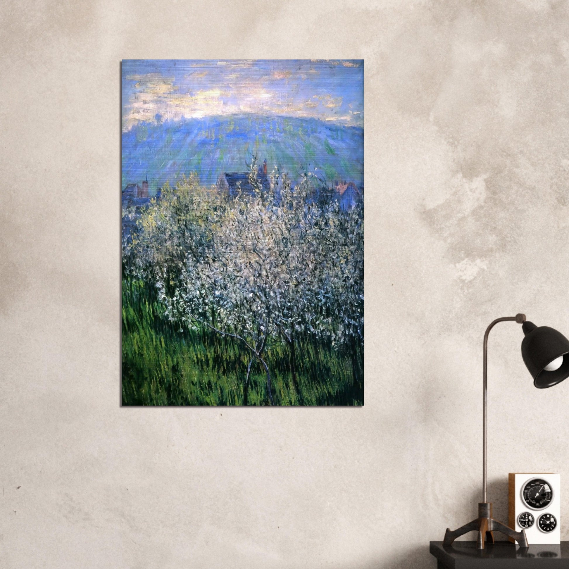 Plums Blossom - claude monet Brushed Aluminum Print - 70x100 cm / 28x40 inches | claude monet Aluminum Print | claude monet Prints