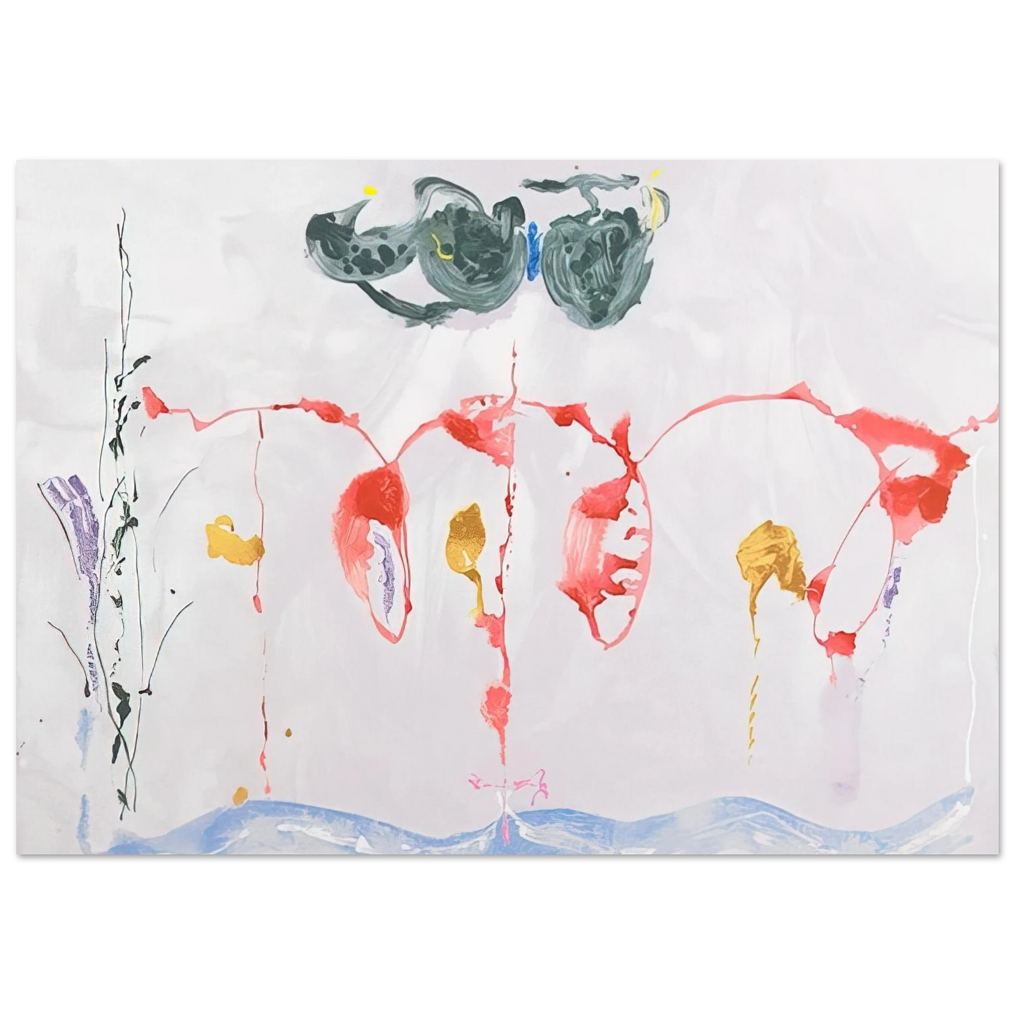Helen Frankenthaler - Aerie - 2009 Wall art - 28x43  cm / XL (11x17 inches) - Premium Wooden Framed Poster With Fine Art Paper-canvas - Wood frame