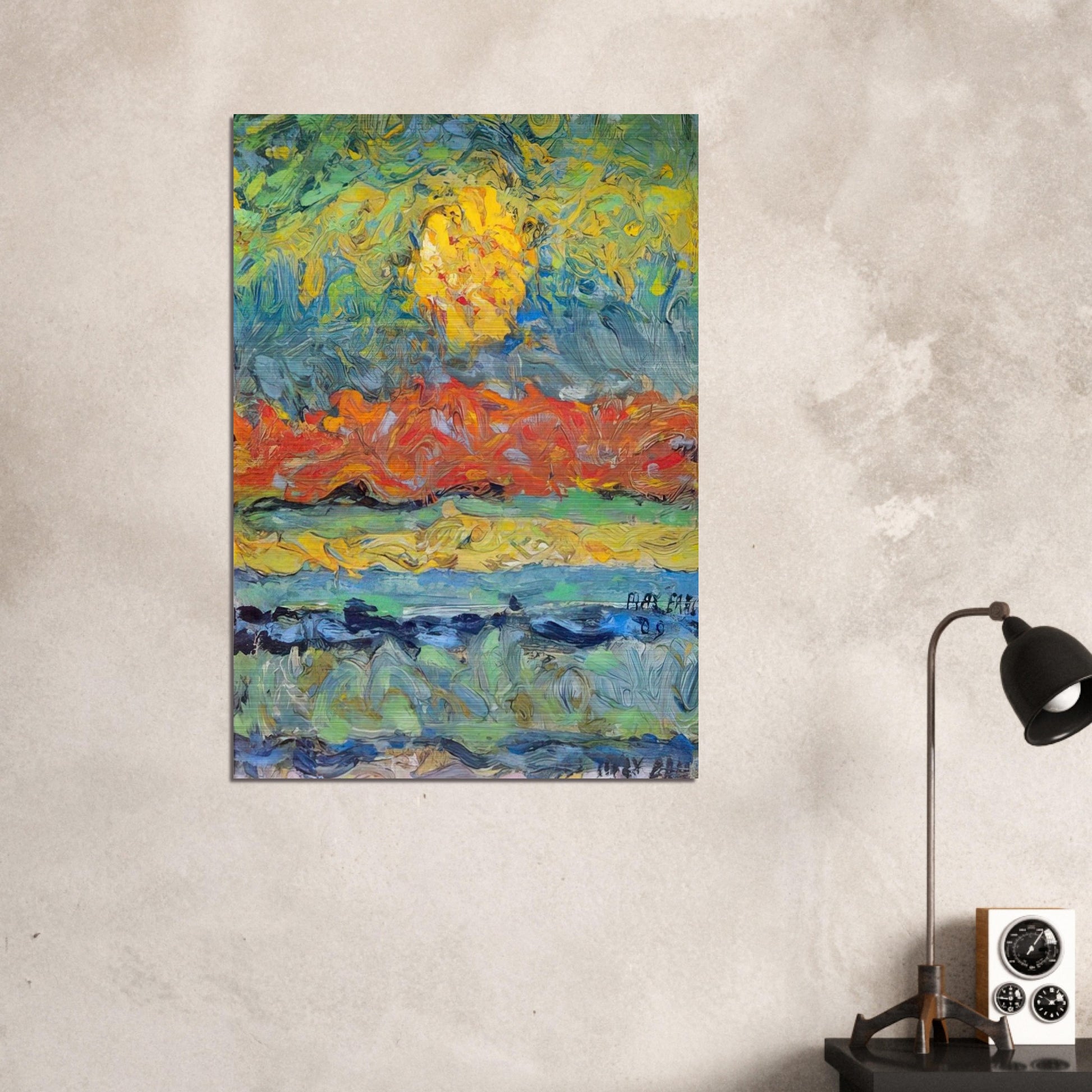 Landscape with Sun - Max Ernst Brushed Aluminum Print - 70x100 cm / 28x40 inches | Max Ernst Aluminum Print | Max Ernst Prints