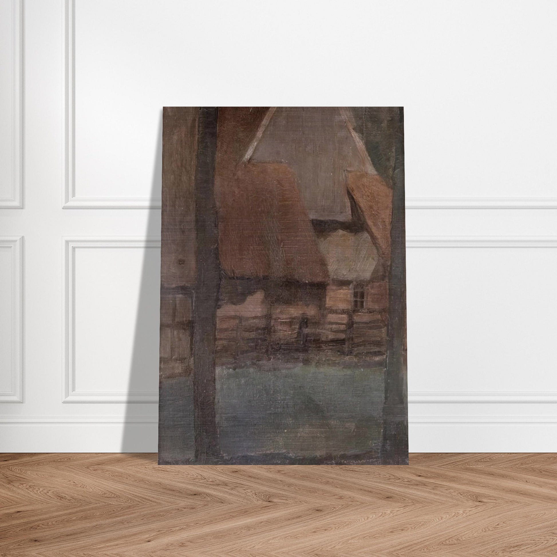 Gable Farm with trees - Piet Mondrian Brushed Aluminum Print - 70x100 cm / 28x40 inches | Piet Mondrian Aluminum Print | Piet Mondrian Prints
