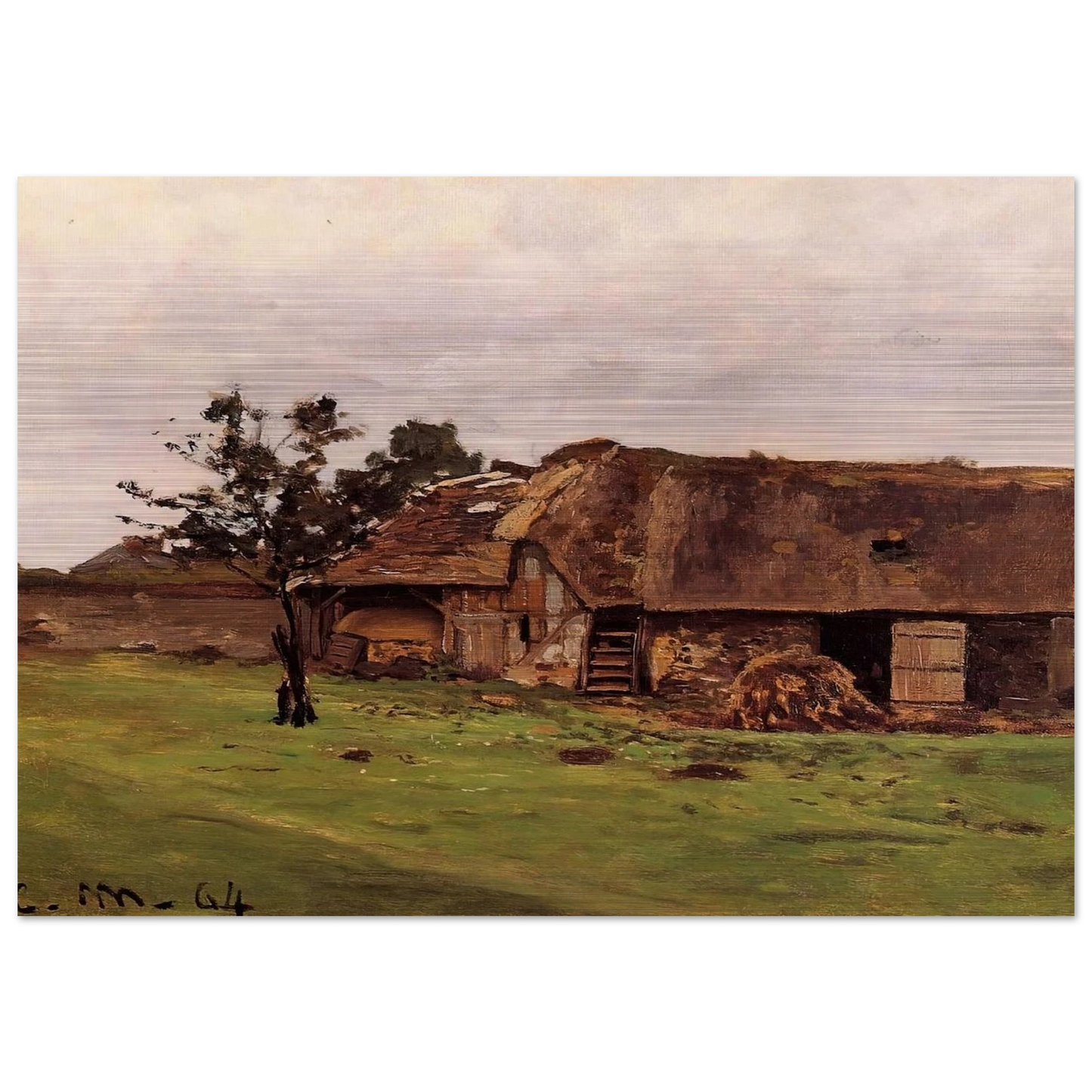 Farm near Honfleur - claude monet Brushed Aluminum Print - 70x100 cm / 28x40 inches | claude monet Aluminum Print | claude monet Prints