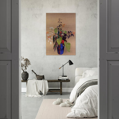 FLOWERS IN A BLUE JUG - Odilon Redon Brushed Aluminum Print - 70x100 cm / 28x40 inches | Odilon Redon Aluminum Print | Odilon Redon Prints