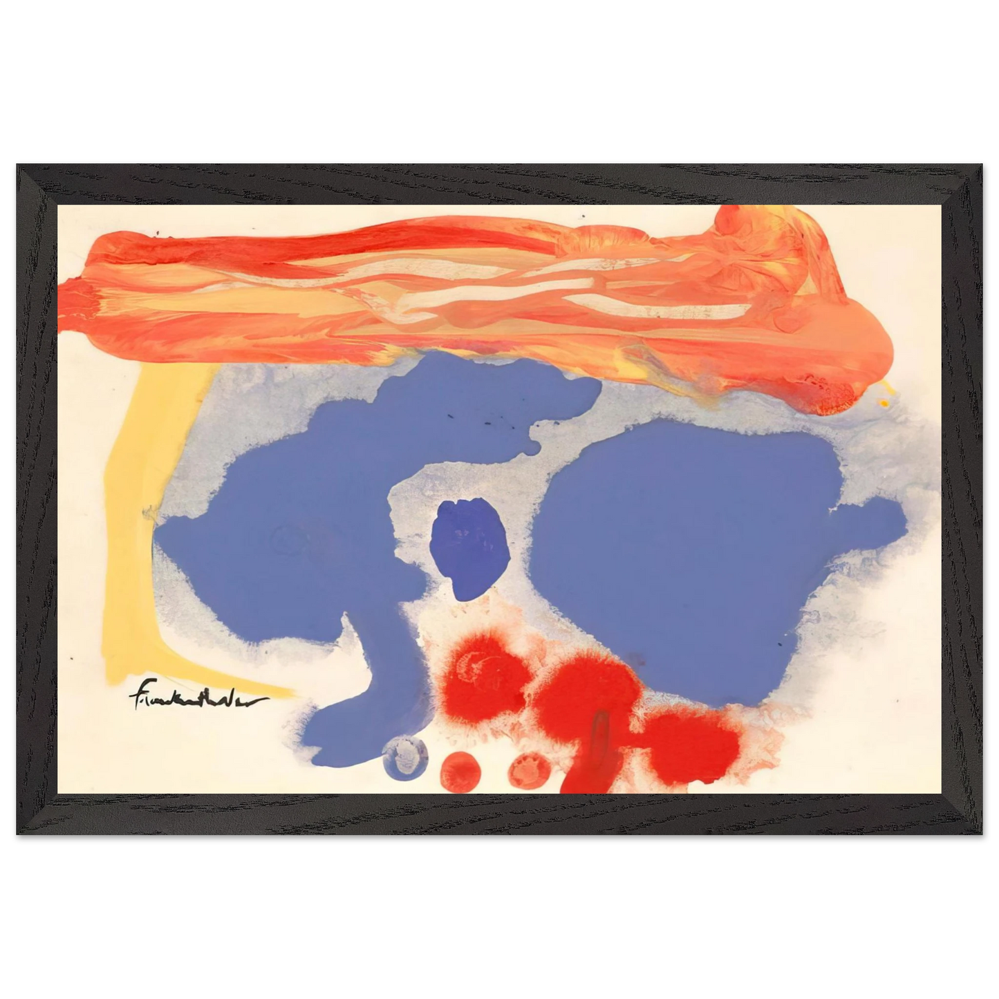 Helen Frankenthaler - Summerscene, Provincetown - 1961 Wall art - 27x35 cm / 11x14 inches - Premium Wooden Framed Poster With Fine Art Paper-canvas - Wood frame