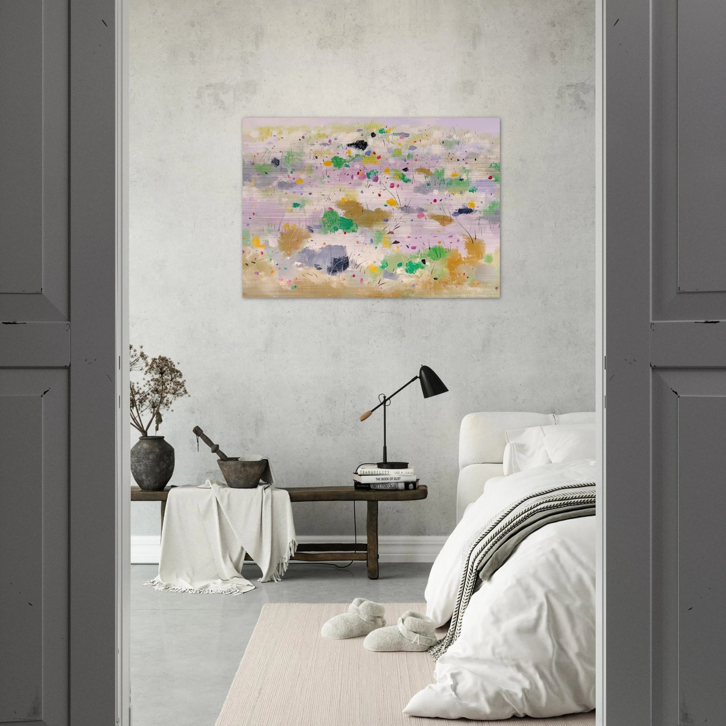 The Blooming Mountain - Abstract Expressionism, Ink and wash painting - Wu Guanzhong Brushed Aluminum Print - 70x100 cm / 28x40 inches | Wu Guanzhong Aluminum Print | Wu Guanzhong Prints