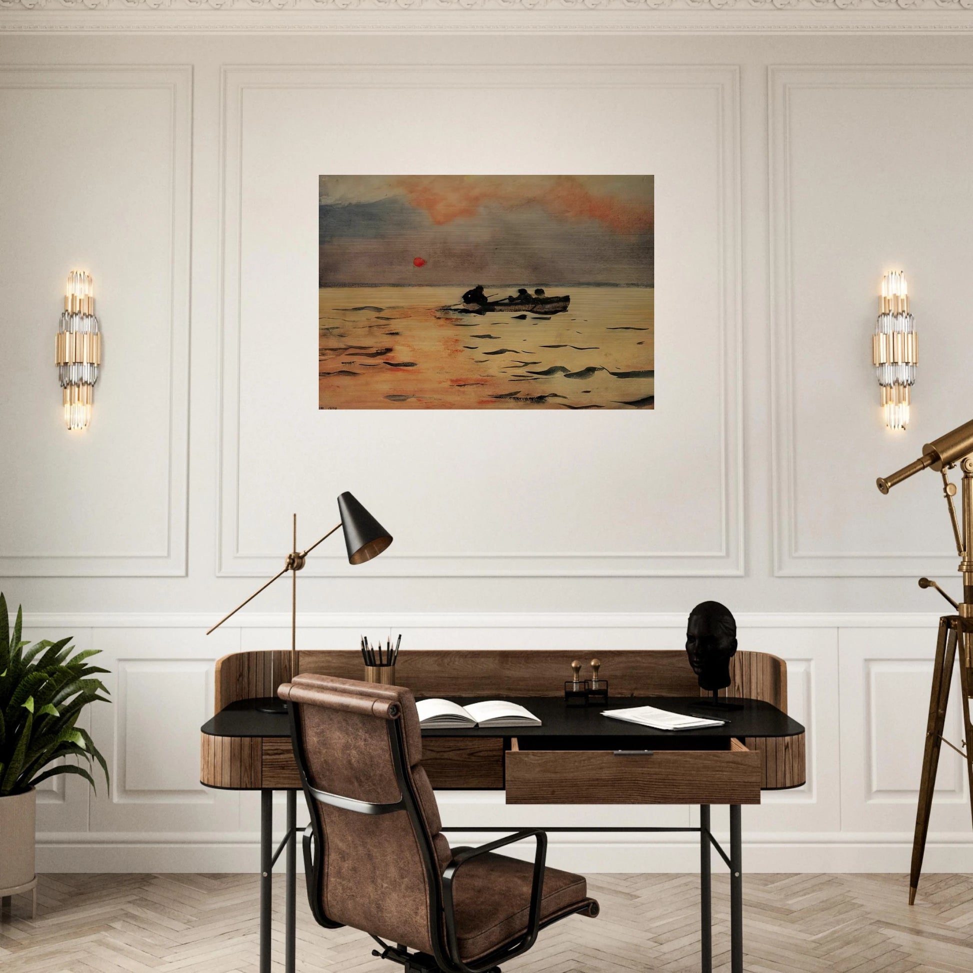 ROWING HOME - Winslow Homer Brushed Aluminum Print - 70x100 cm / 28x40 inches | Winslow Homer Aluminum Print | Winslow Homer Prints