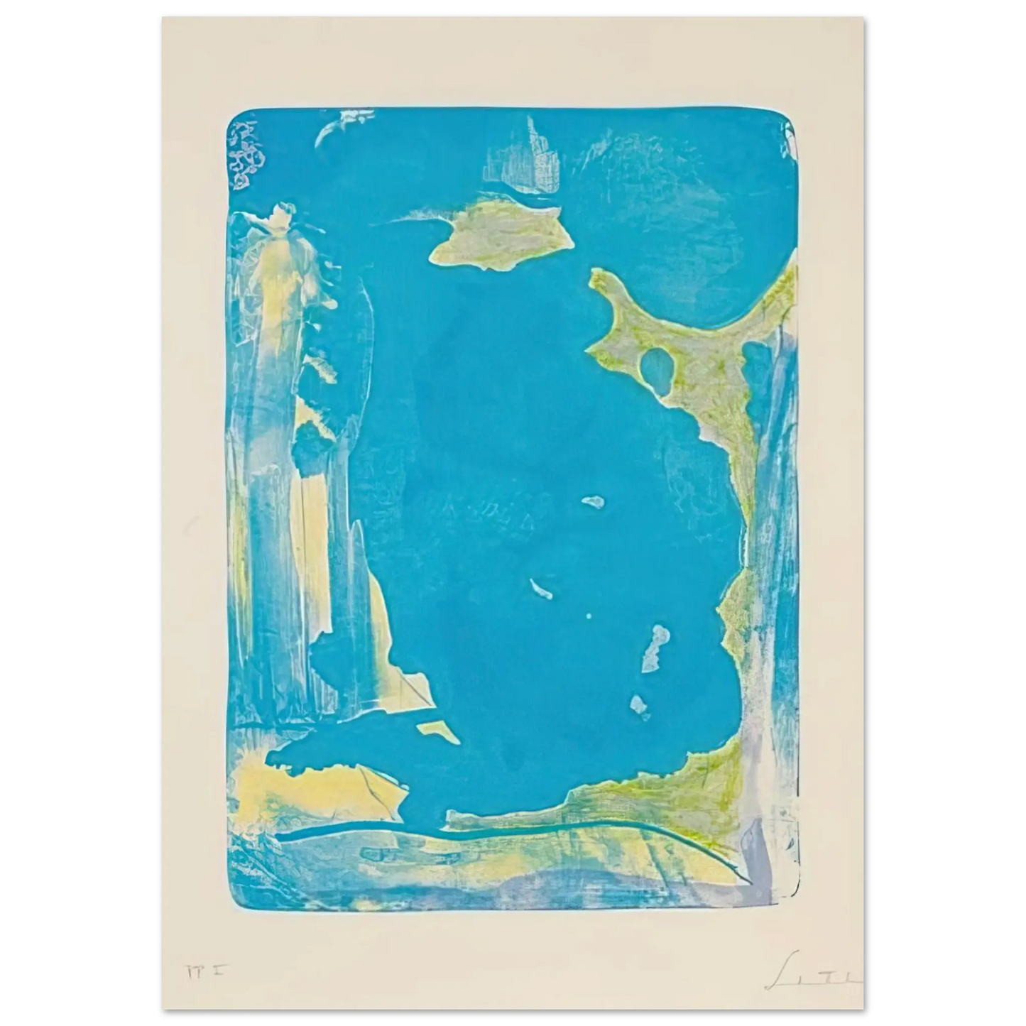 Helen Frankenthaler - Reflections IV - 1995 Wall art - 28x43  cm / XL (11x17 Inches) - Premium Wooden Framed Poster With Fine Art Paper - Black frame