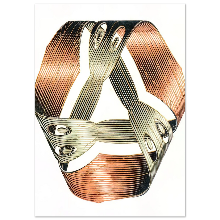 MC Escher - MOEBIUS STRIP I Wall Art - 60x80 cm / 24x32 inches - Premium Wooden Framed Poster With Fine Art Paper - White frame