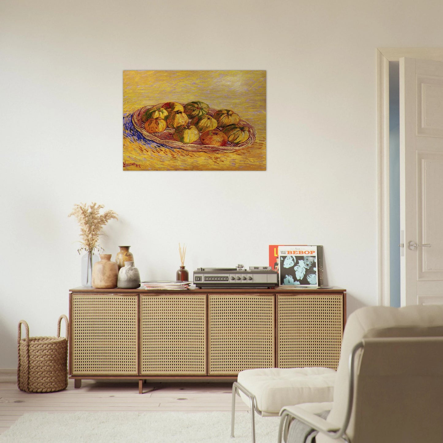 Still Life with Basket of Apples - Vincent van Gogh Brushed Aluminum Print - 70x100 cm / 28x40 inches | Vincent van Gogh Aluminum Print | Vincent van Gogh Prints