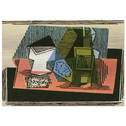 Glass, bottle, packet of tobacco - Pablo Picasso Brushed Aluminum Print - 70x100 cm / 28x40 inches | Pablo Picasso Aluminum Print | Pablo Picasso Prints