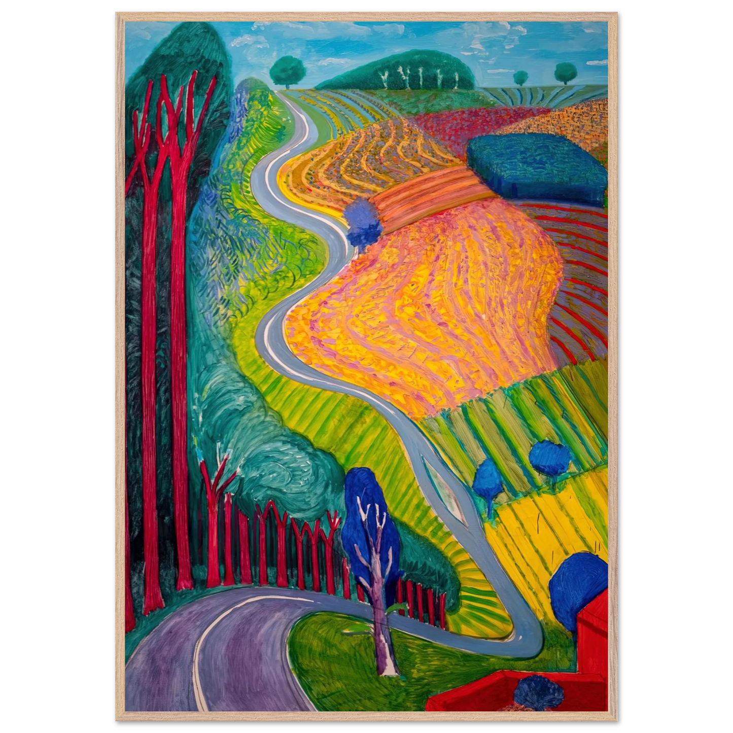 David Hockney - David Hockney Wall art - 60x80 cm / 24x32 inches - Premium Wooden Framed Poster With Fine Art Paper-canvas - Wood frame