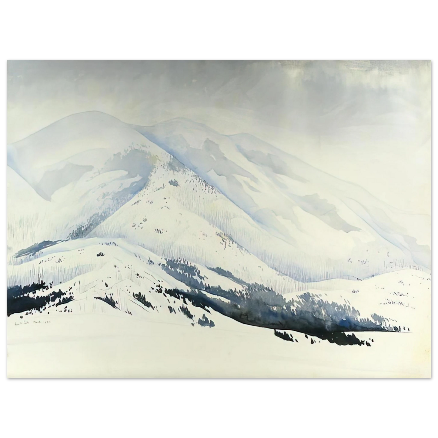 Eyvind Earle - Snowy Mountain  75x100 cm / 30x40inches Fine Art Poster