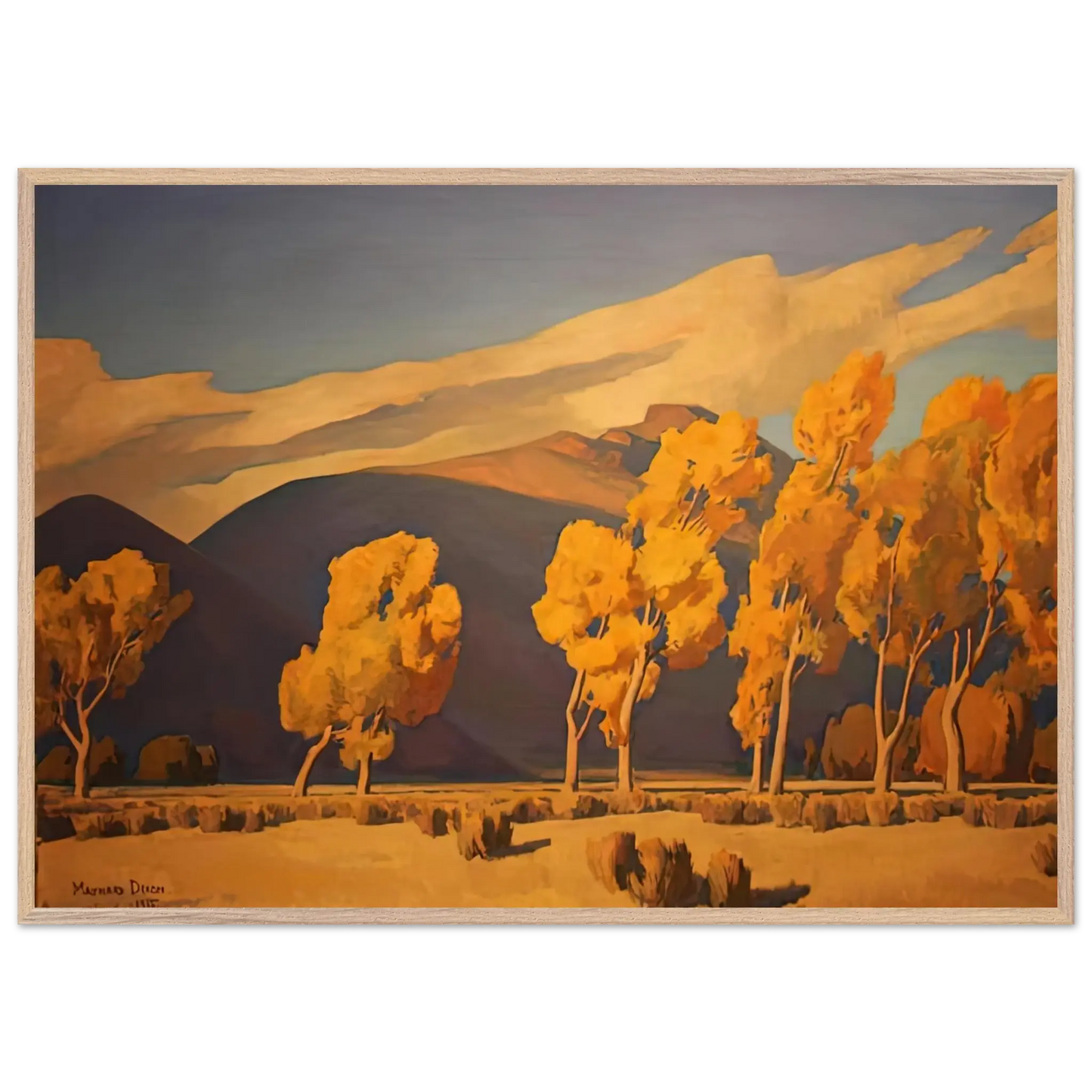 Maynard Dixon - NOVEMBER IN NEVADA 1935 Wall art - 60x80 cm / 24x32 Inches - Premium Wooden Framed Poster With Fine Art Paper - Black frame