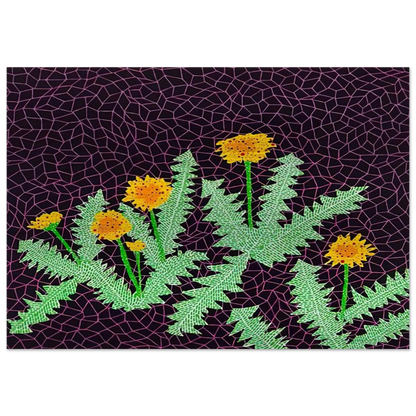 DANDELIONS 1985 - Yayoi Kusama Brushed Aluminum Print - 70x100 cm / 28x40 inches | Yayoi Kusama Aluminum Print | Yayoi Kusama Prints