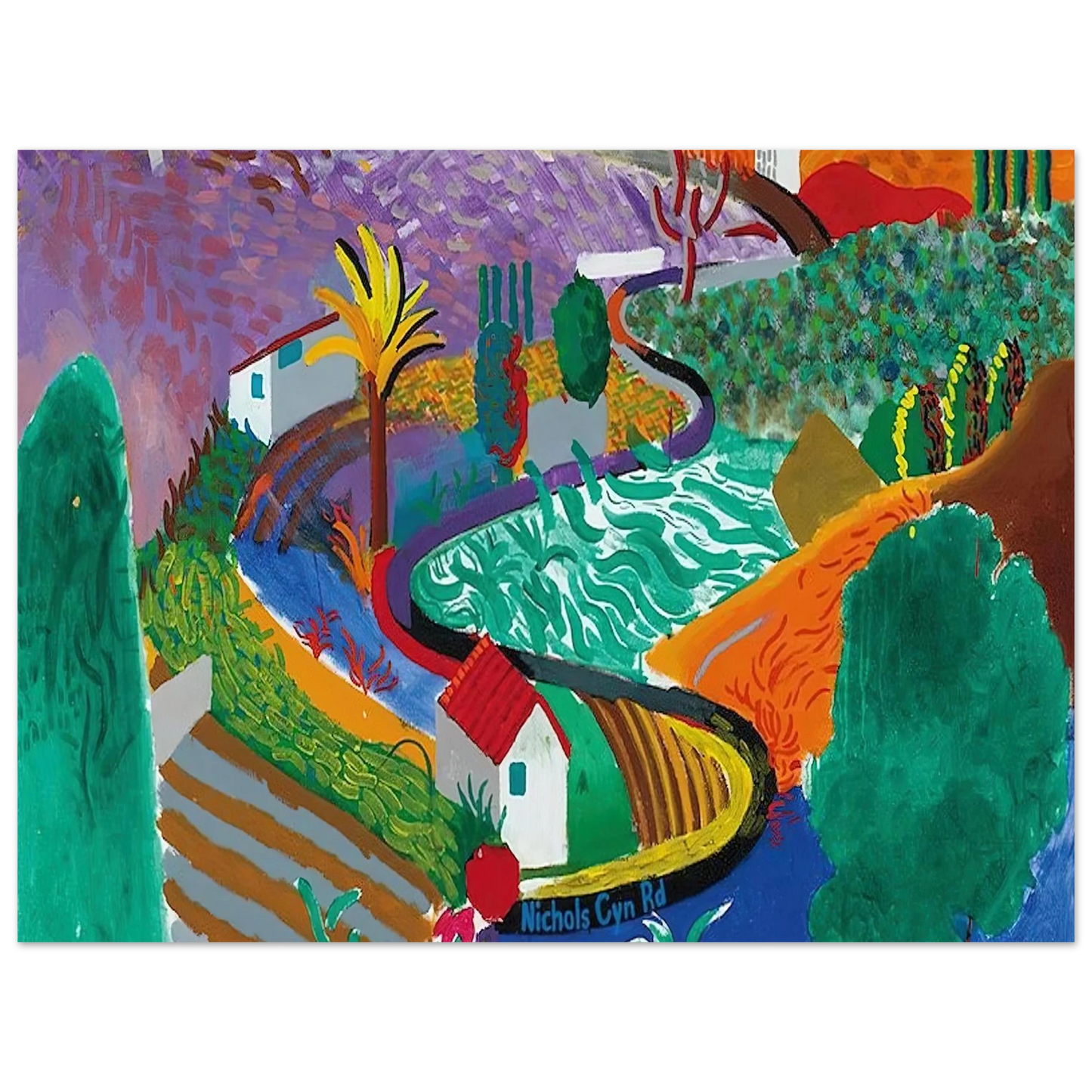 David Hockney - David Hockney Wall art - 28x43  cm / XL (11x17 inches) - Premium Wooden Framed Poster With Fine Art Paper-canvas - White frame