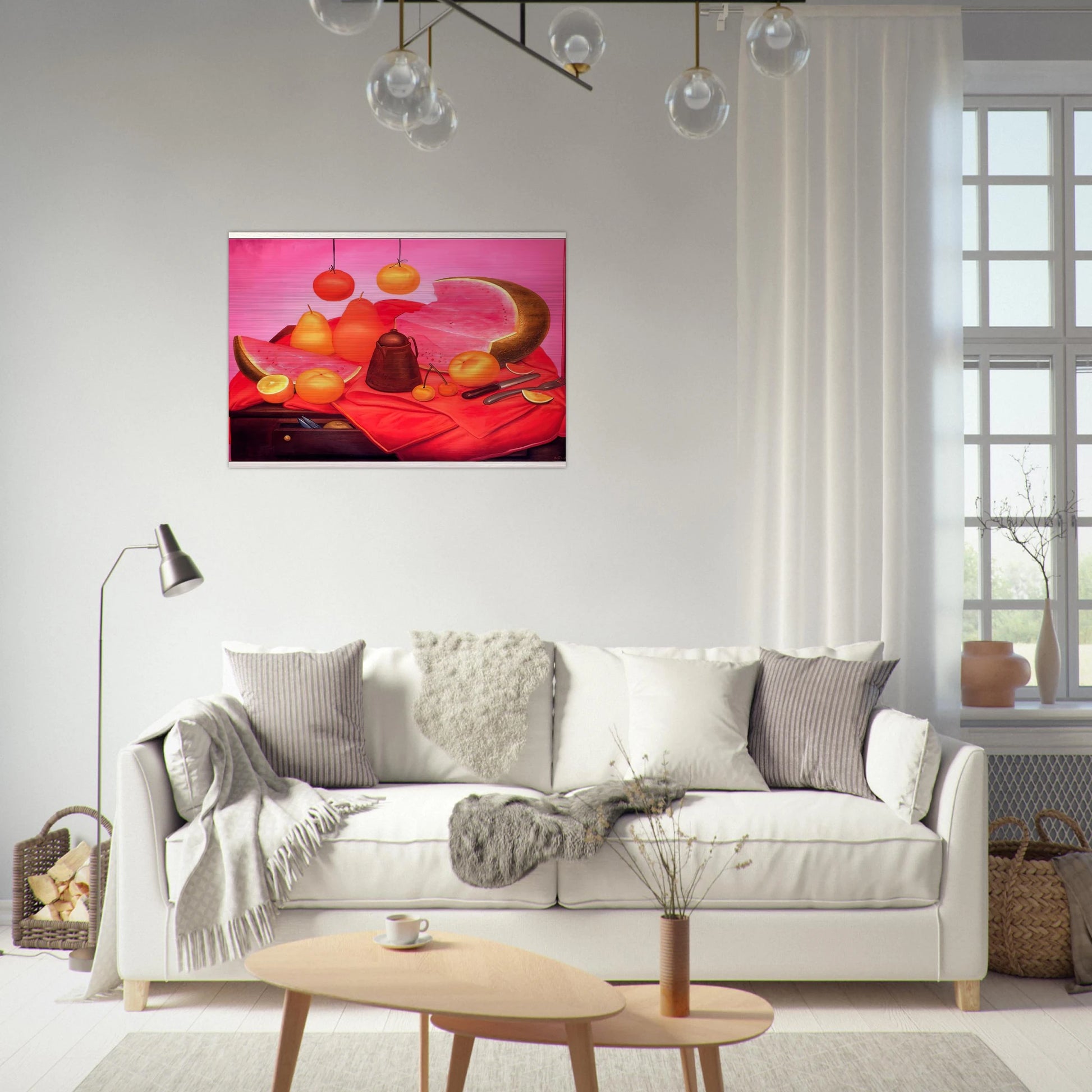 STILL LIFE WITH WATERMELON 1 - Fernando Botero Brushed Aluminum Print - 70x100 cm / 28x40 inches | Fernando Botero Aluminum Print | Fernando Botero Prints