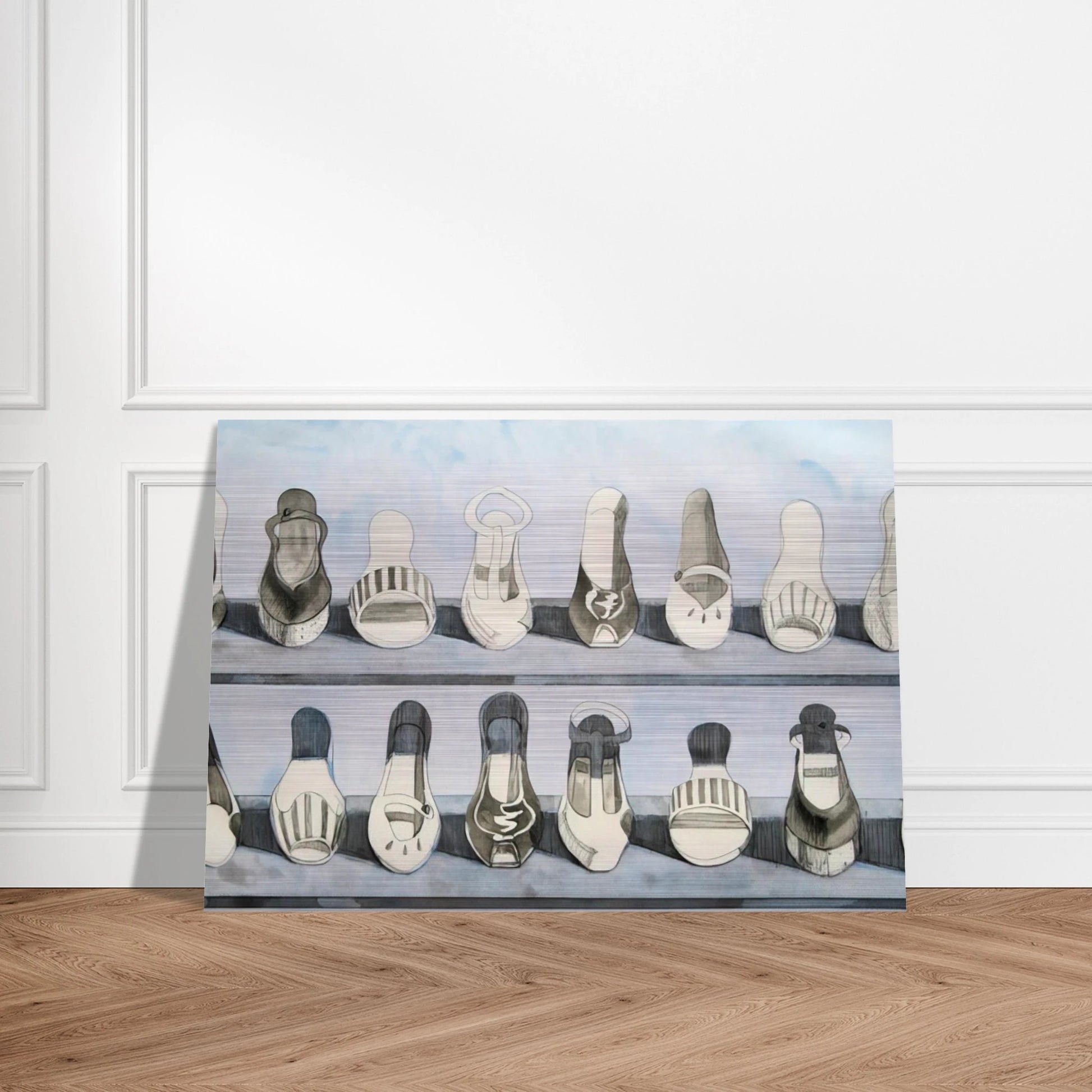 Shoe Rows - 1975 - Wayne Thiebaud Brushed Aluminum Print - 70x100 cm / 28x40 inches | Wayne Thiebaud Aluminum Print | Wayne Thiebaud Prints