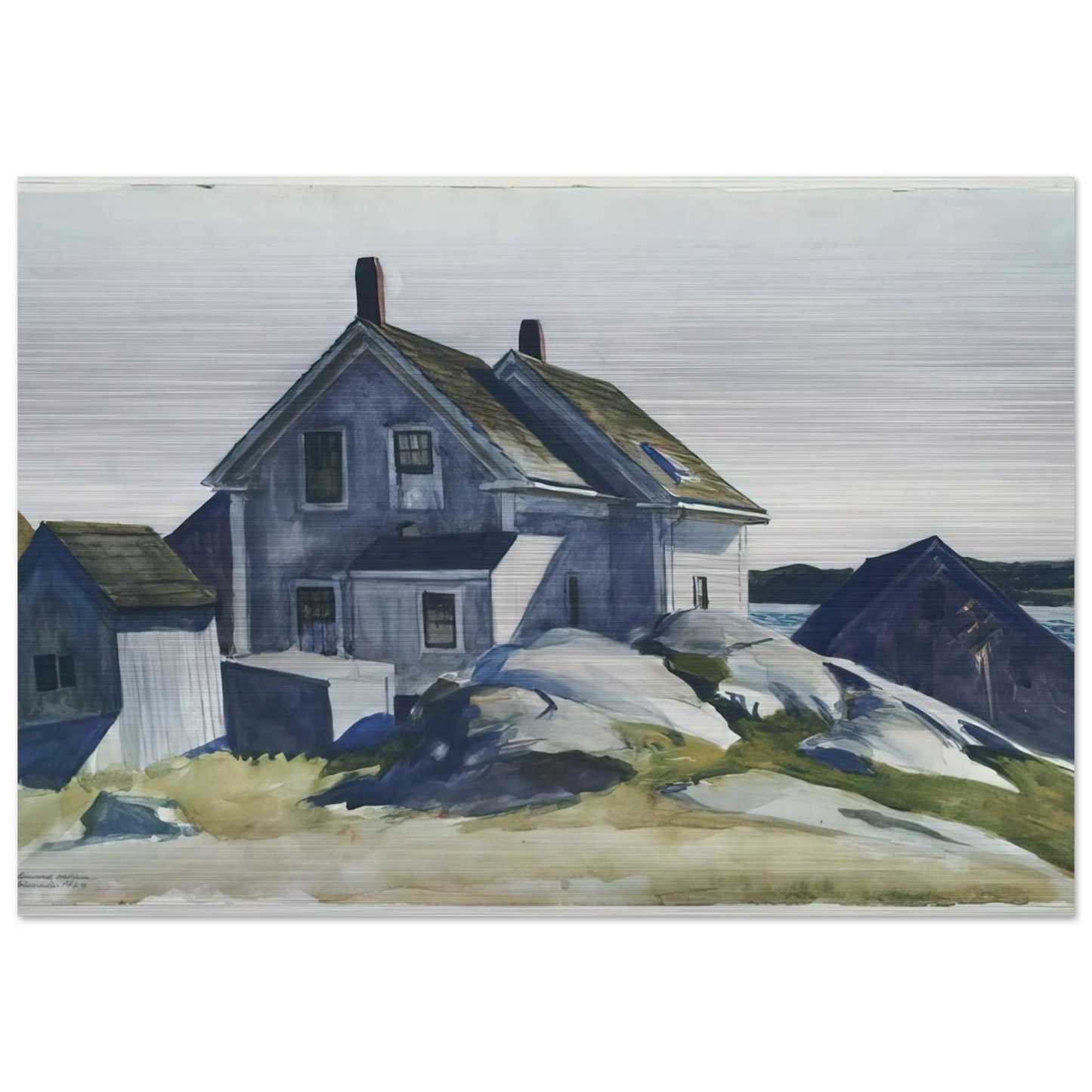 House at the Fort, Gloucester - Edward Hopper Brushed Aluminum Print - 70x100 cm / 28x40 inches | Edward Hopper Aluminum Print | Edward Hopper Prints