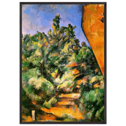 Bibemus The Red Rock - Paul Cezanne 70x100 cm / 28x40 inches Framed Art Print – Black Wooden Frame