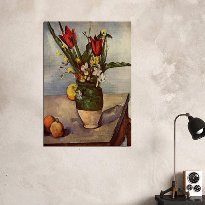 Still Life, Tulips and apples - Paul Cézanne Brushed Aluminum Print - 70x100 cm / 28x40 inches | Paul Cézanne Aluminum Print | Paul Cézanne Prints