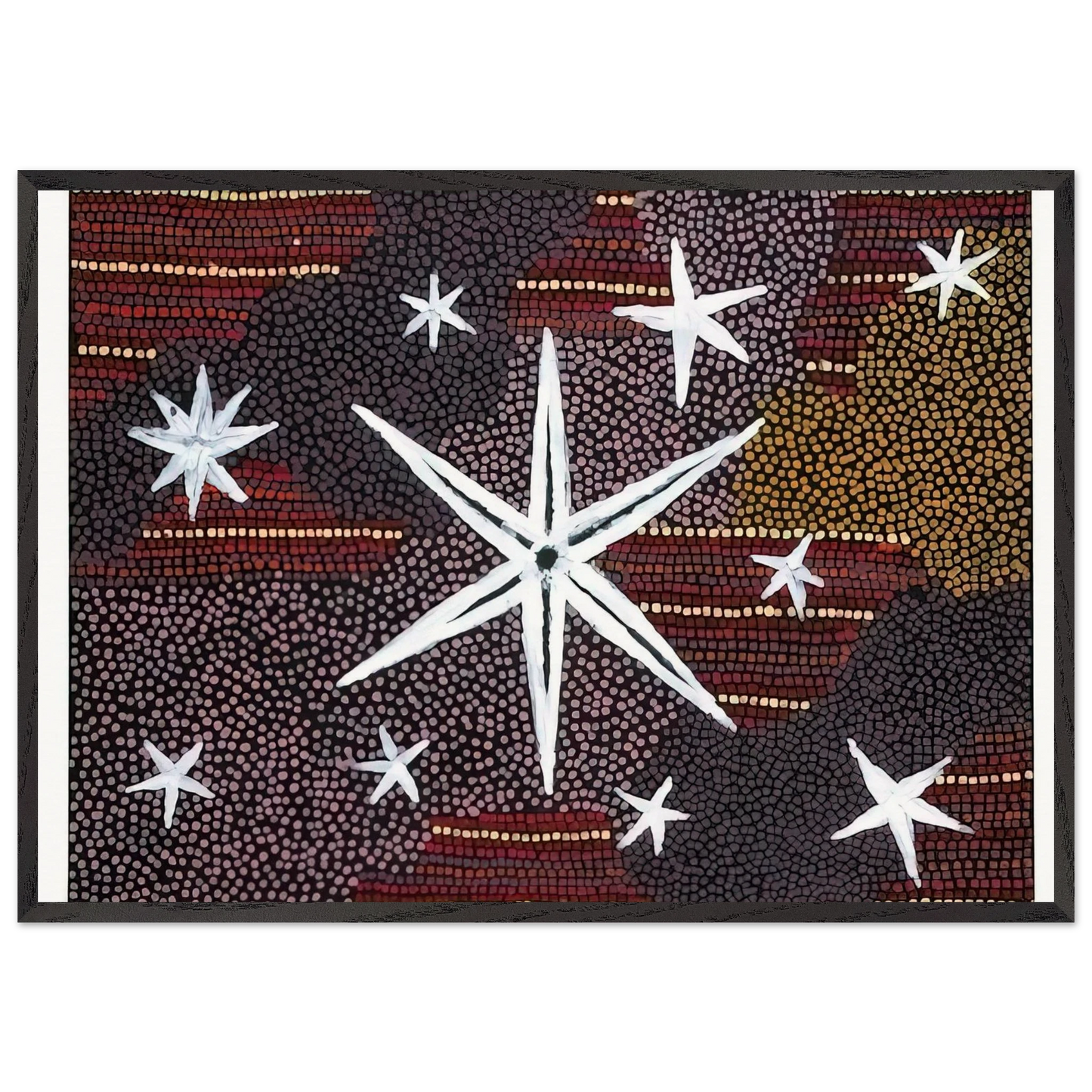 Reve Etoile - 2001 - Clifford Possum Tjapaltjarri 70x100 cm / 28x40 inches Framed Art Print – Black Wooden Frame