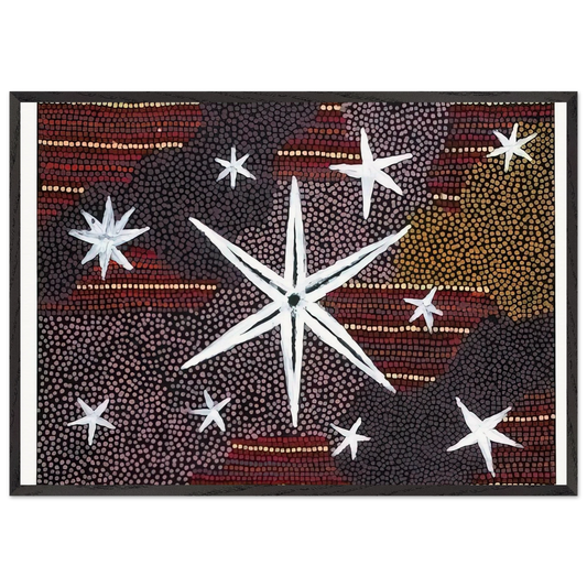 Reve Etoile - 2001 - Clifford Possum Tjapaltjarri 70x100 cm / 28x40 inches Framed Art Print – Black Wooden Frame