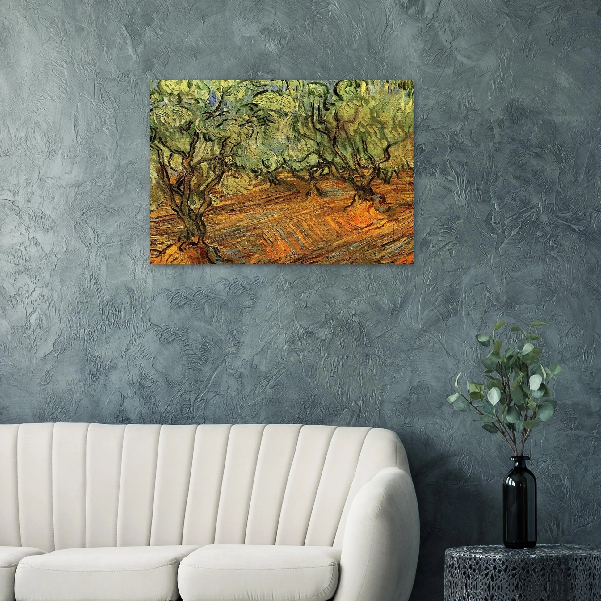 Olive Grove - Bright Blue Sky - Vincent van Gogh Brushed Aluminum Print - 70x100 cm / 28x40 inches | Vincent van Gogh Aluminum Print | Vincent van Gogh Prints